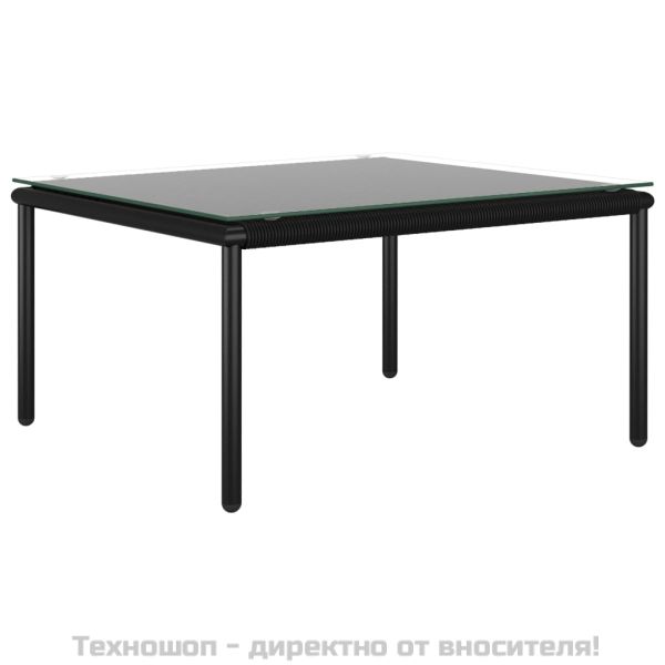 Градински комплект с възглавници, 5 части, черен, PVC