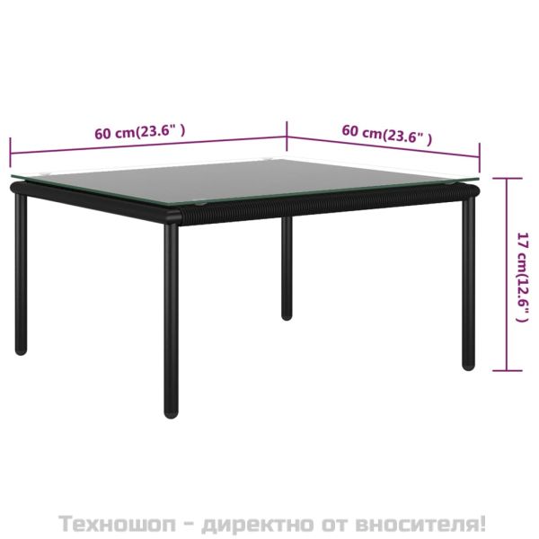 Градински комплект с възглавници, 5 части, черен, PVC