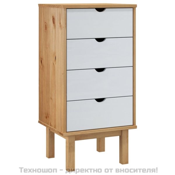 Шкаф с чекмеджета OTTA, кафяво и бяло, 45x39x90 см, бор масив
