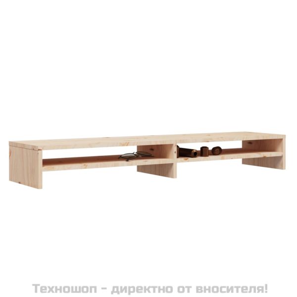 Поставка за монитор, 100x24x13 см, бор масив