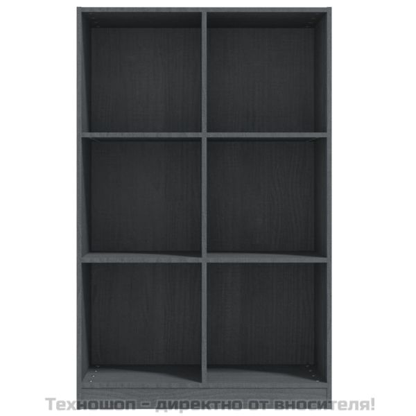 Библиотека, сива, 70x33x110 см, борово дърво масив