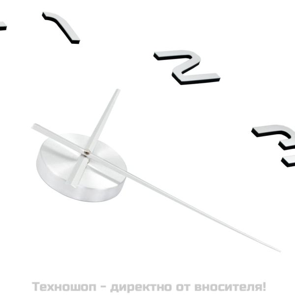 3D стенен часовник, модерен дизайн, 100 см, XXL, сребрист