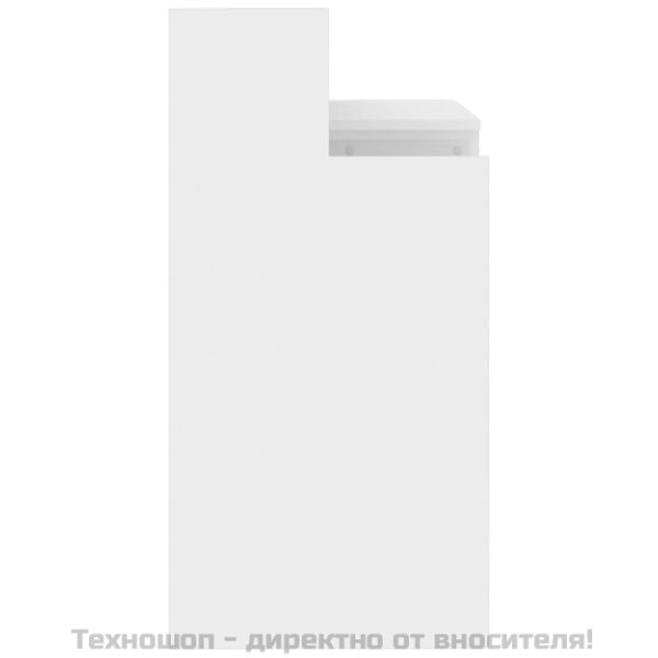 Бюро с LED осветление, бял гланц, 97x45x90 см, инженерно дърво