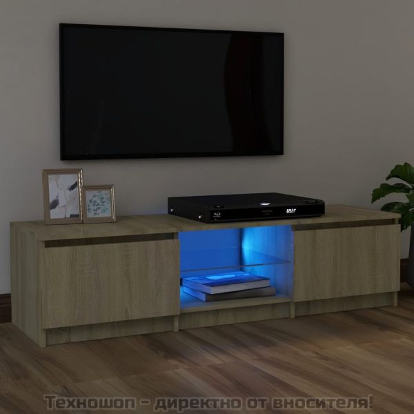 ТВ шкаф с LED осветление, дъб сонома, 120x30x35,5 см