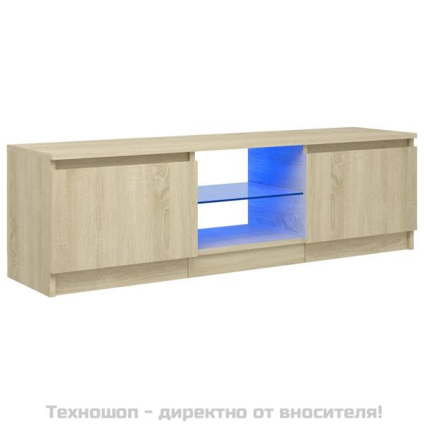 ТВ шкаф с LED осветление, дъб сонома, 120x30x36 см