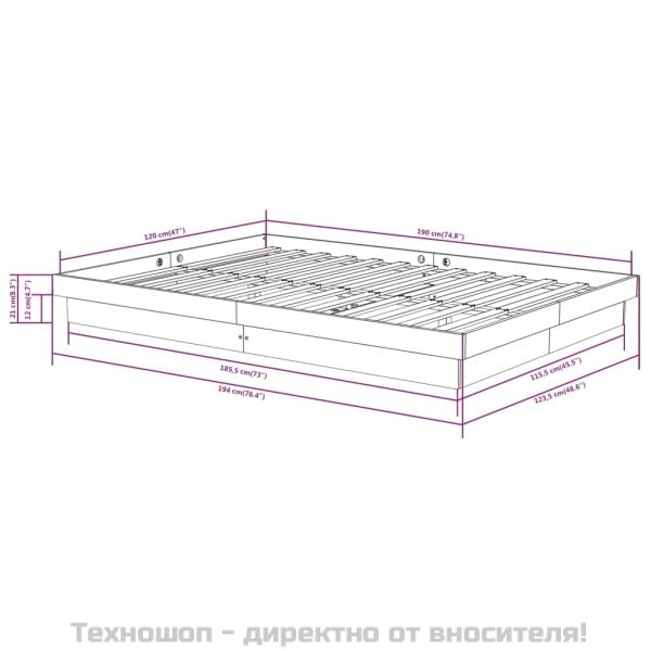 Рамка за легло меденокафява дърво 120x190 см Small Double