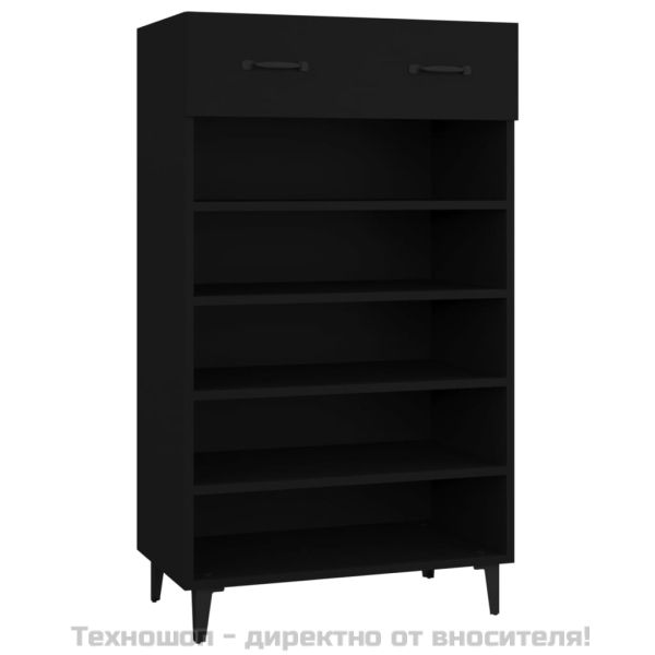 Шкаф за обувки, черен, 60x35x105 см, инженерно дърво