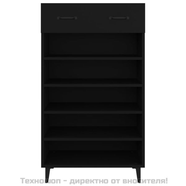 Шкаф за обувки, черен, 60x35x105 см, инженерно дърво