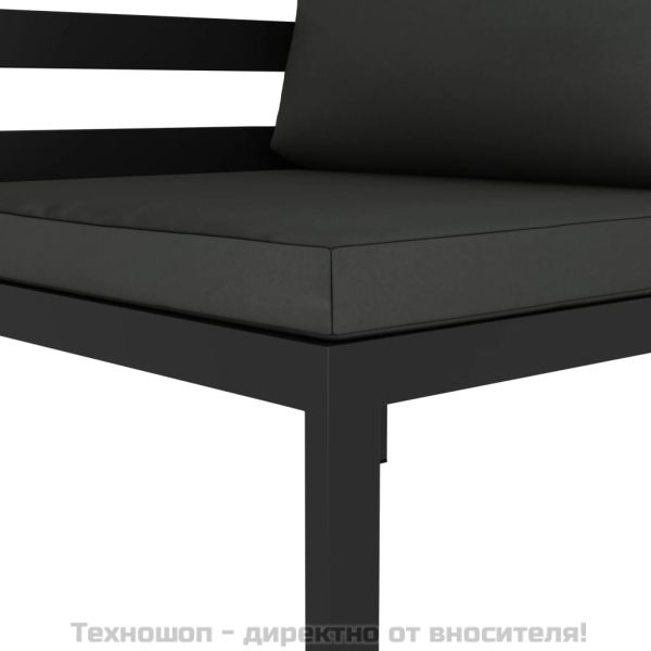 Модулен ъглов диван, 1 бр, с възглавници, алуминий, антрацит