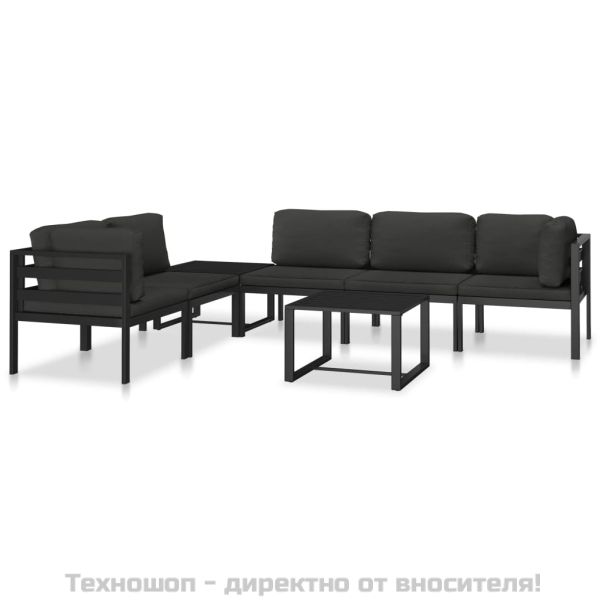 Модулен ъглов диван, 1 бр, с възглавници, алуминий, антрацит