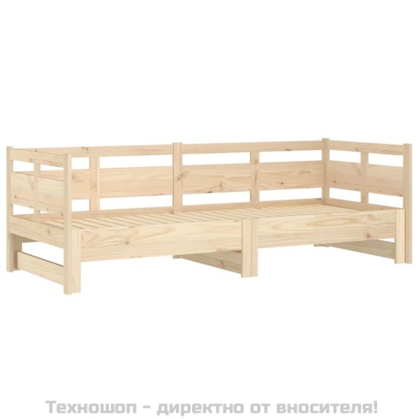 Разтегателна кушетка, борово дърво масив, 2x(90x200) см