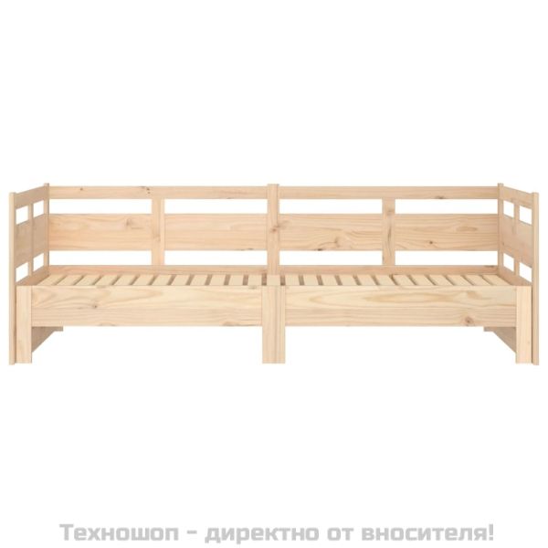 Разтегателна кушетка, борово дърво масив, 2x(90x200) см