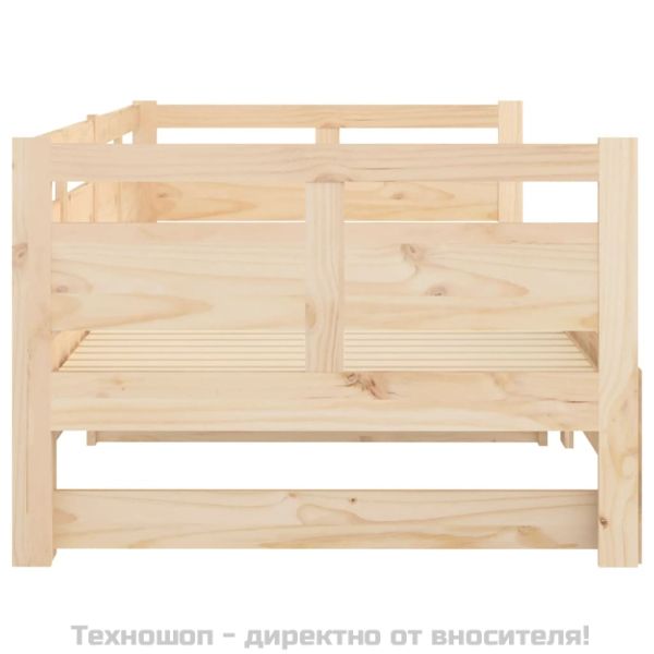 Разтегателна кушетка, борово дърво масив, 2x(90x200) см