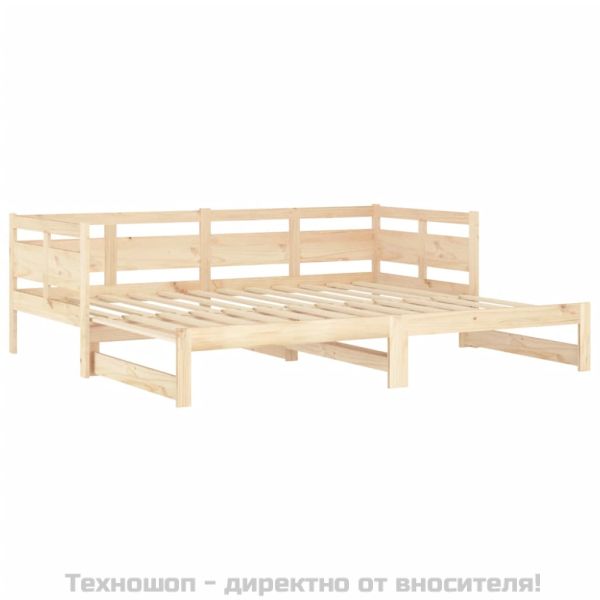 Разтегателна кушетка, борово дърво масив, 2x(90x200) см