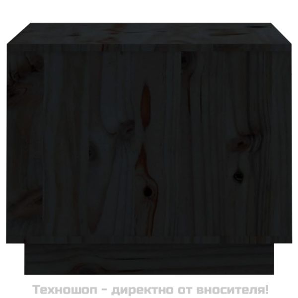 Кафе маса, черна, 120x50x40,5 см, борово дърво масив