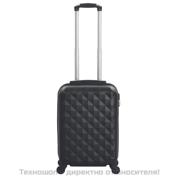 Твърд куфар с колелца, черен, ABS