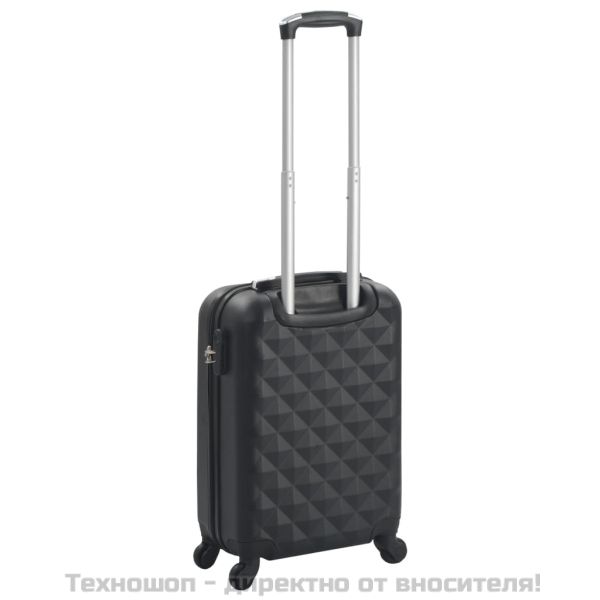 Твърд куфар с колелца, черен, ABS