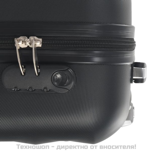 Твърд куфар с колелца, черен, ABS