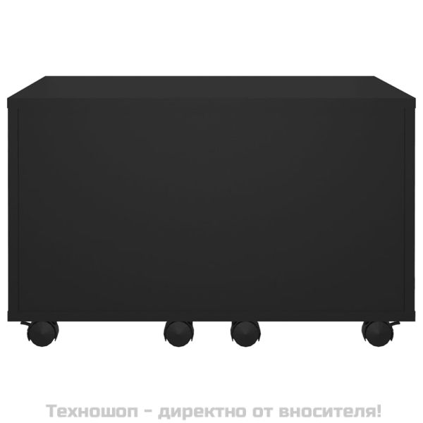 Маса за кафе, черна, 60x60x38 см, инженерно дърво