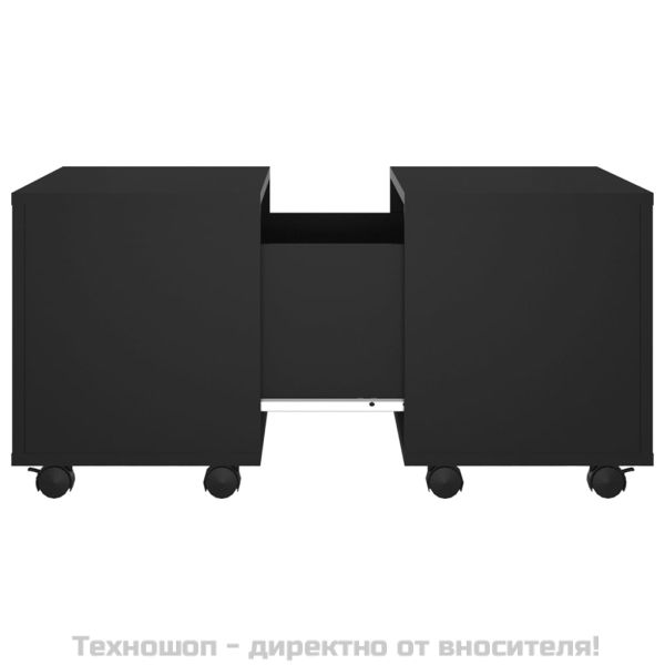 Маса за кафе, черна, 60x60x38 см, инженерно дърво