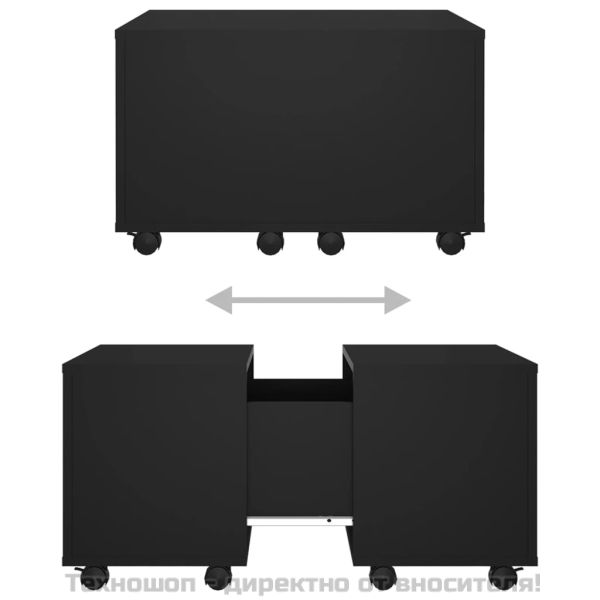 Маса за кафе, черна, 60x60x38 см, инженерно дърво