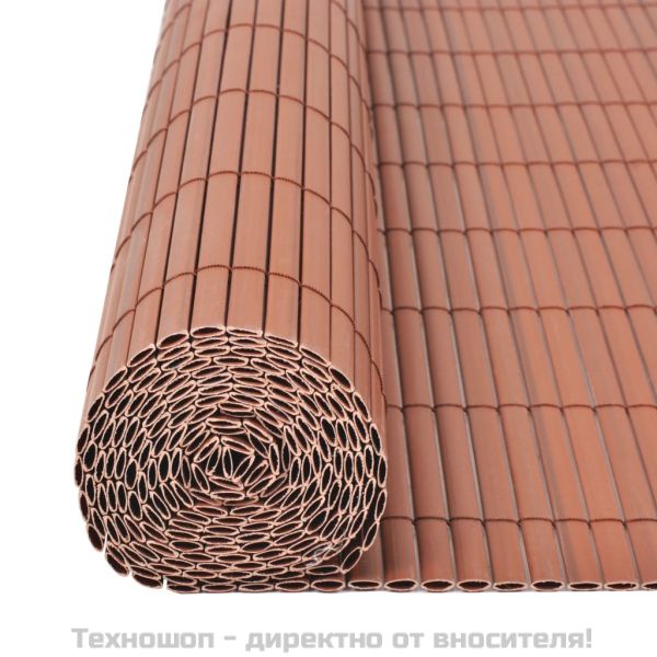 Двустранна градинска ограда, PVC, 90x500 см, кафява