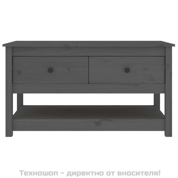 Кафе маса, Сиво, 102x49x55 см, борово дърво масив