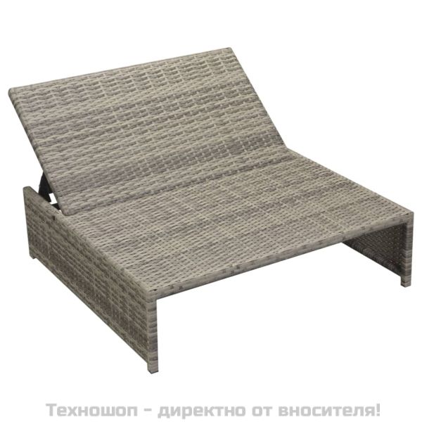 Градински комплект с възглавници, 5 части, полиратан, сив