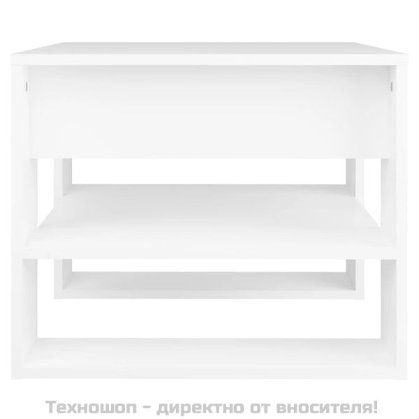Маса за кафе, бяла, 55,5x55x45 см, инженерно дърво