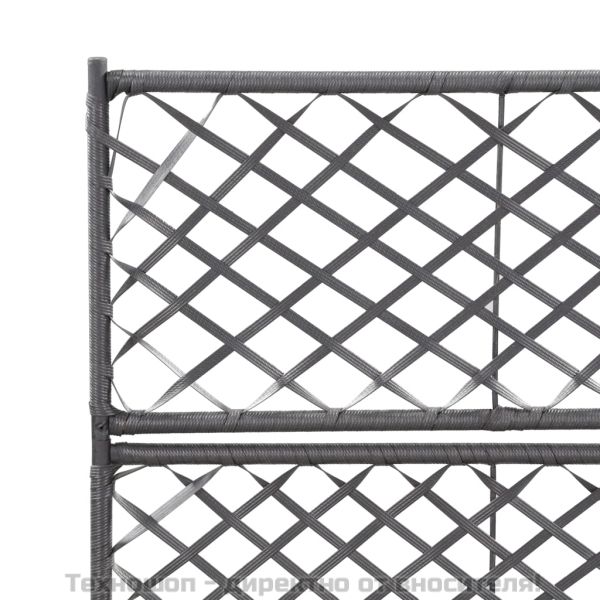 Пергола висока леха с 2 саксии, 58x30x107 см, полиратан, черна