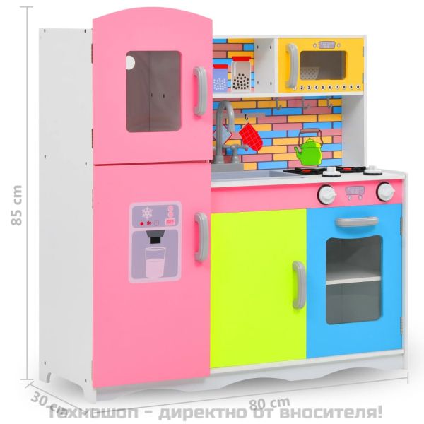 Детска кухня за игра, МДФ, 80x30x85 см, многоцветна