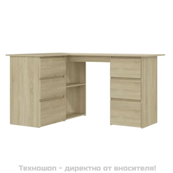 Ъглово бюро, дъб сонома, 145x100x76 см, инженерно дърво