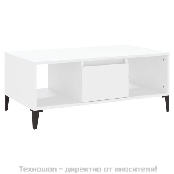 Кафе маса, бяла, 90x50x36,5 см, инженерно дърво