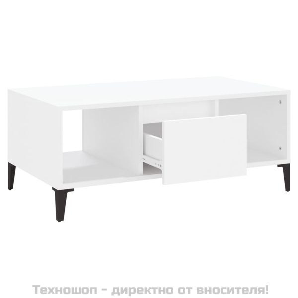 Кафе маса, бяла, 90x50x36,5 см, инженерно дърво