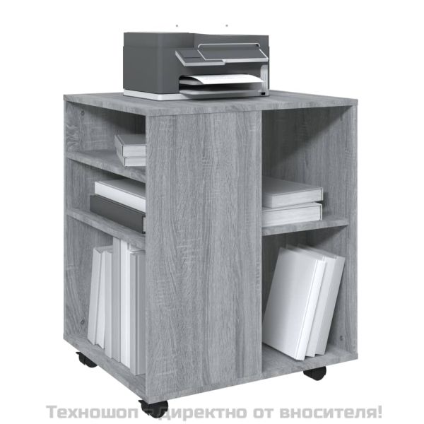 Шкаф с колелца, сив сонома, 60x53x72 см, инженерно дърво