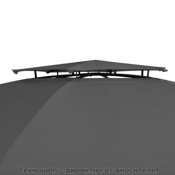 Градинска шатра павилион със завеси, шестоъгълна, 360x265 см