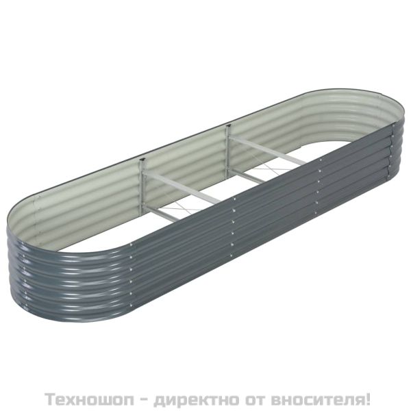 Градинска висока леха 320x80x44 см поцинкована стомана сива