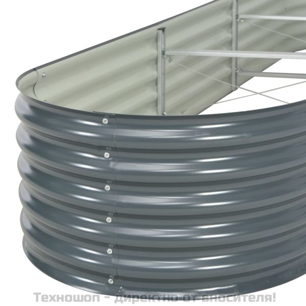 Градинска висока леха 320x80x44 см поцинкована стомана сива