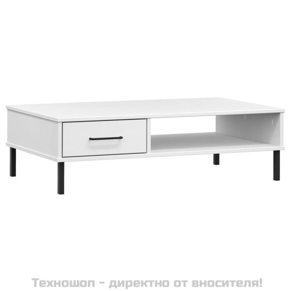 Кафе маса с метални крака бяла бор масив OSLO