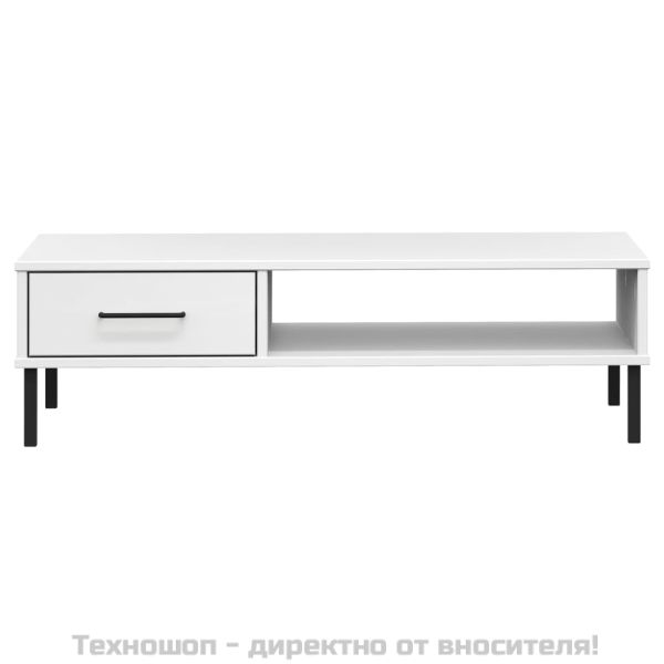 Кафе маса с метални крака бяла бор масив OSLO