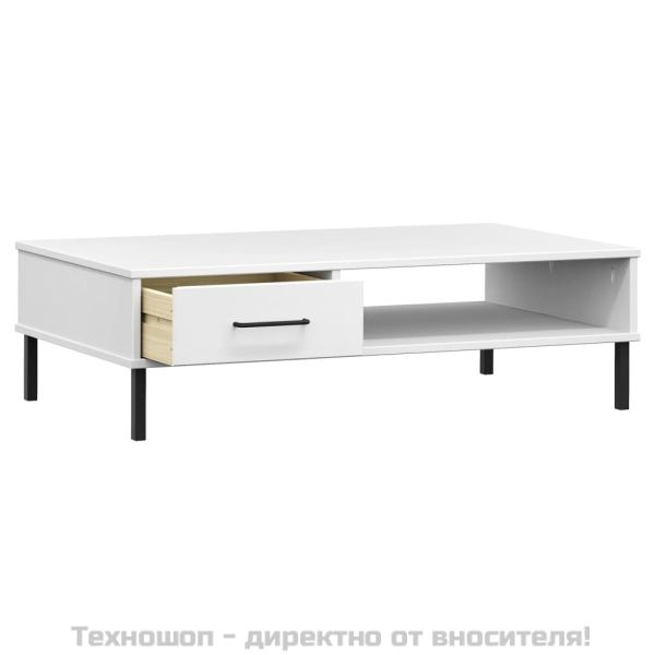 Кафе маса с метални крака бяла бор масив OSLO