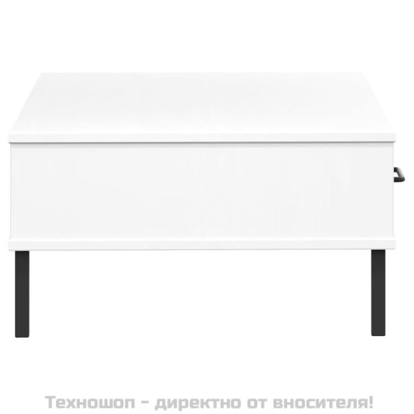 Кафе маса с метални крака бяла бор масив OSLO