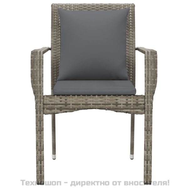 Градински столове с възглавници, 2 бр, полиратан, сиви