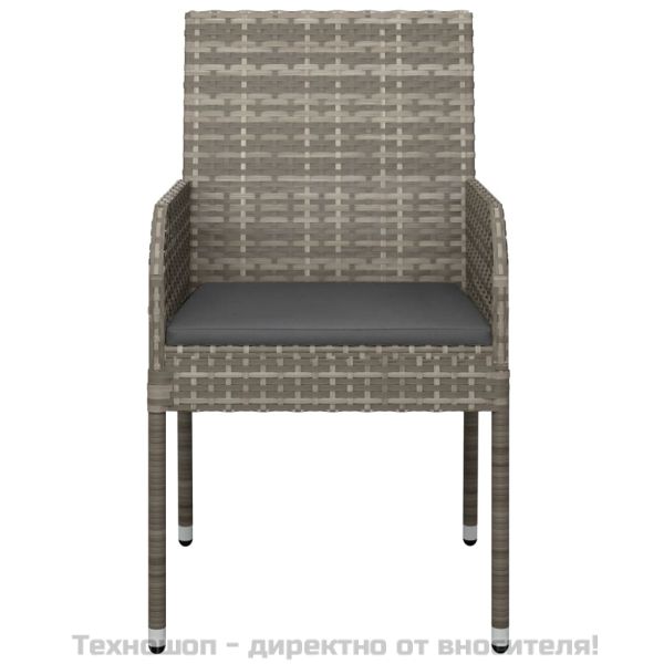 Градински столове с възглавници, 4 бр, полиратан, сиви