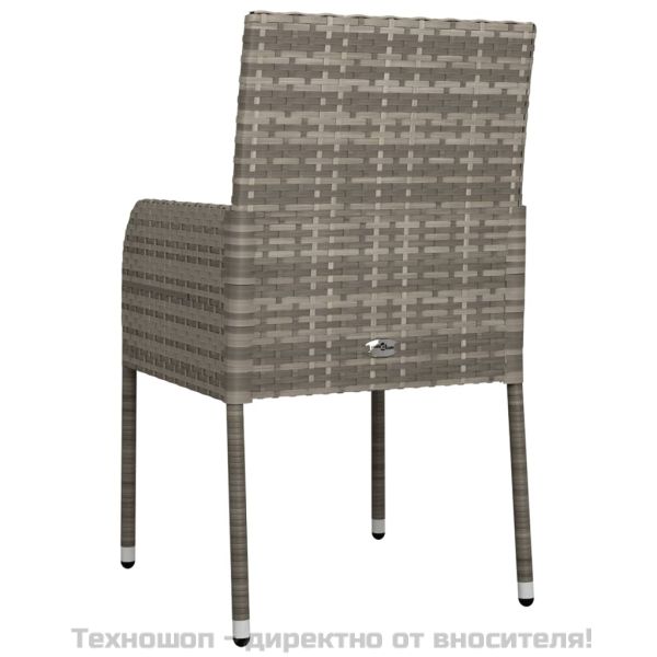 Градински столове с възглавници, 4 бр, полиратан, сиви