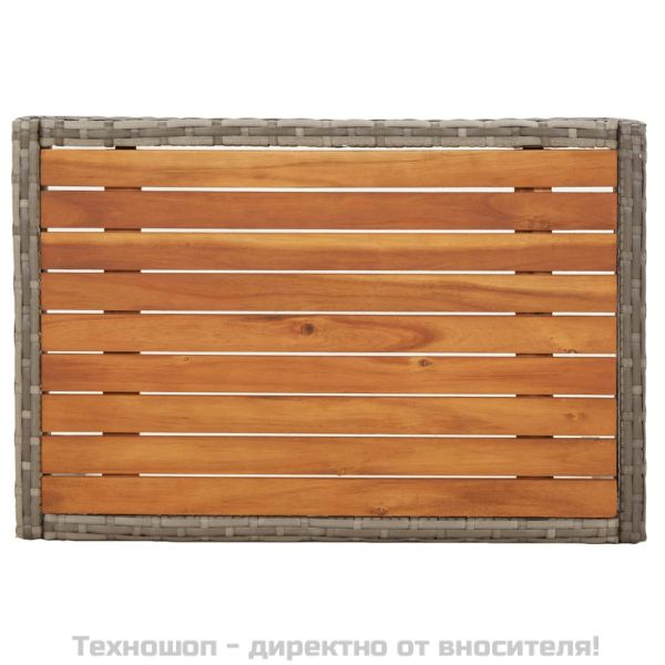 Градински лаундж комплект с възглавници 3 части сив полиратан