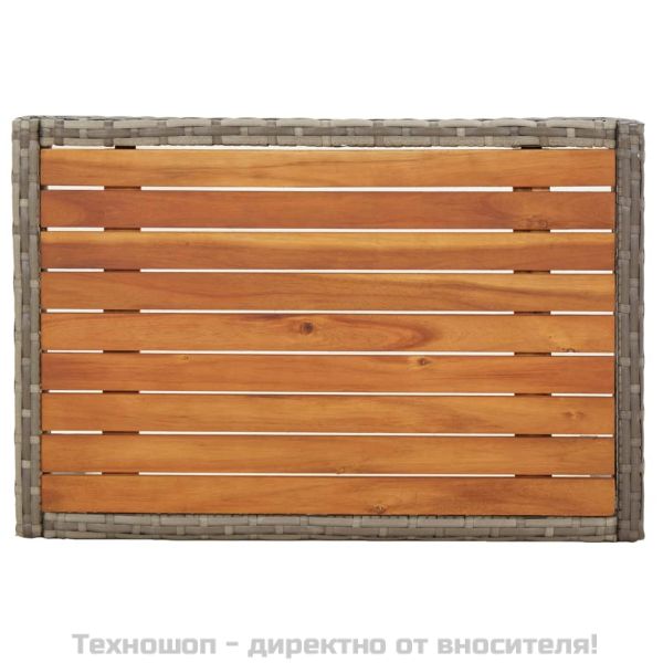 Градински накланящи се столове 2 бр с маса сив полиратан