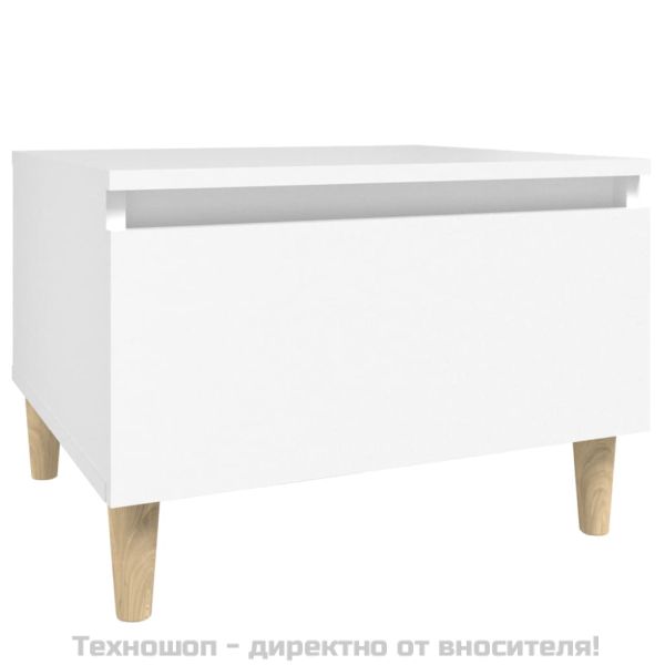 Странични маси, 2 бр, бели, 50x46x35 см, инженерно дърво