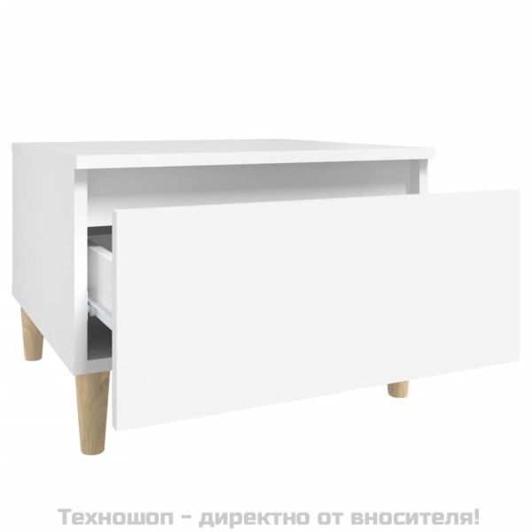 Странични маси, 2 бр, бели, 50x46x35 см, инженерно дърво