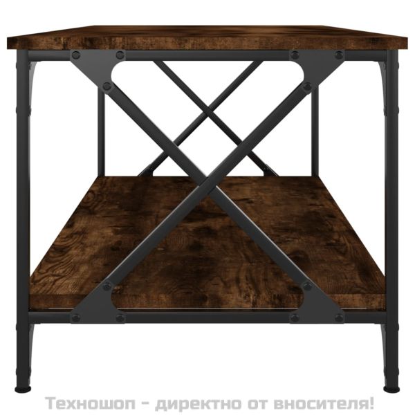 Маса за кафе опушен дъб 100x50x45 см инженерно дърво и желязо